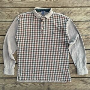 Vintage Nautica Houndstooth Long Sleeve Collared Buttonup Shirt Mens Large 90s